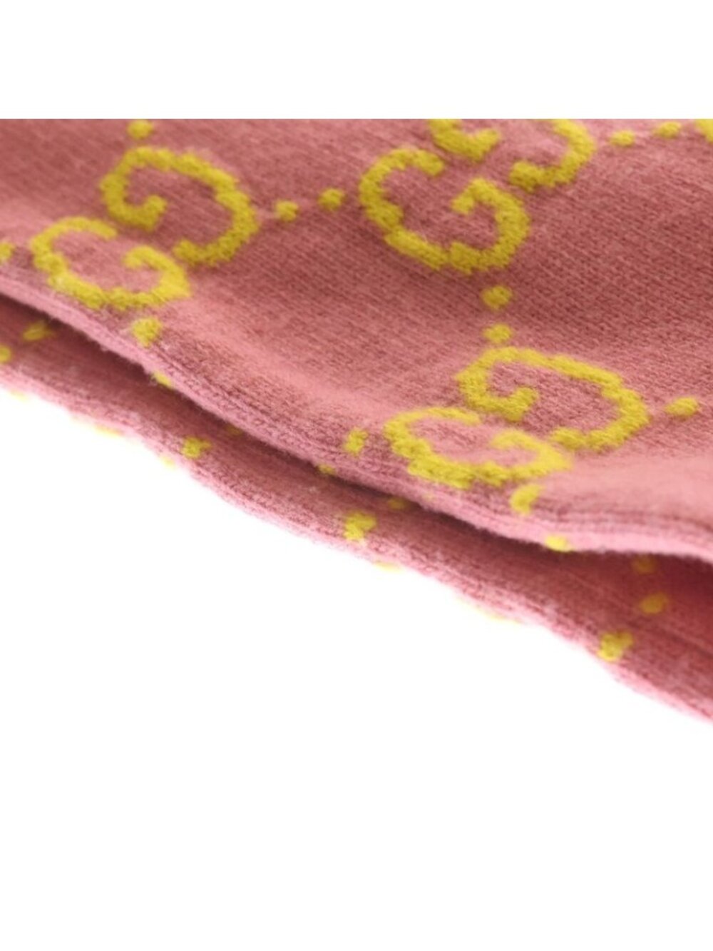 Gucci GG Wool Jacquard Scarf Logo Muffler Pink - Picture 6 of 6